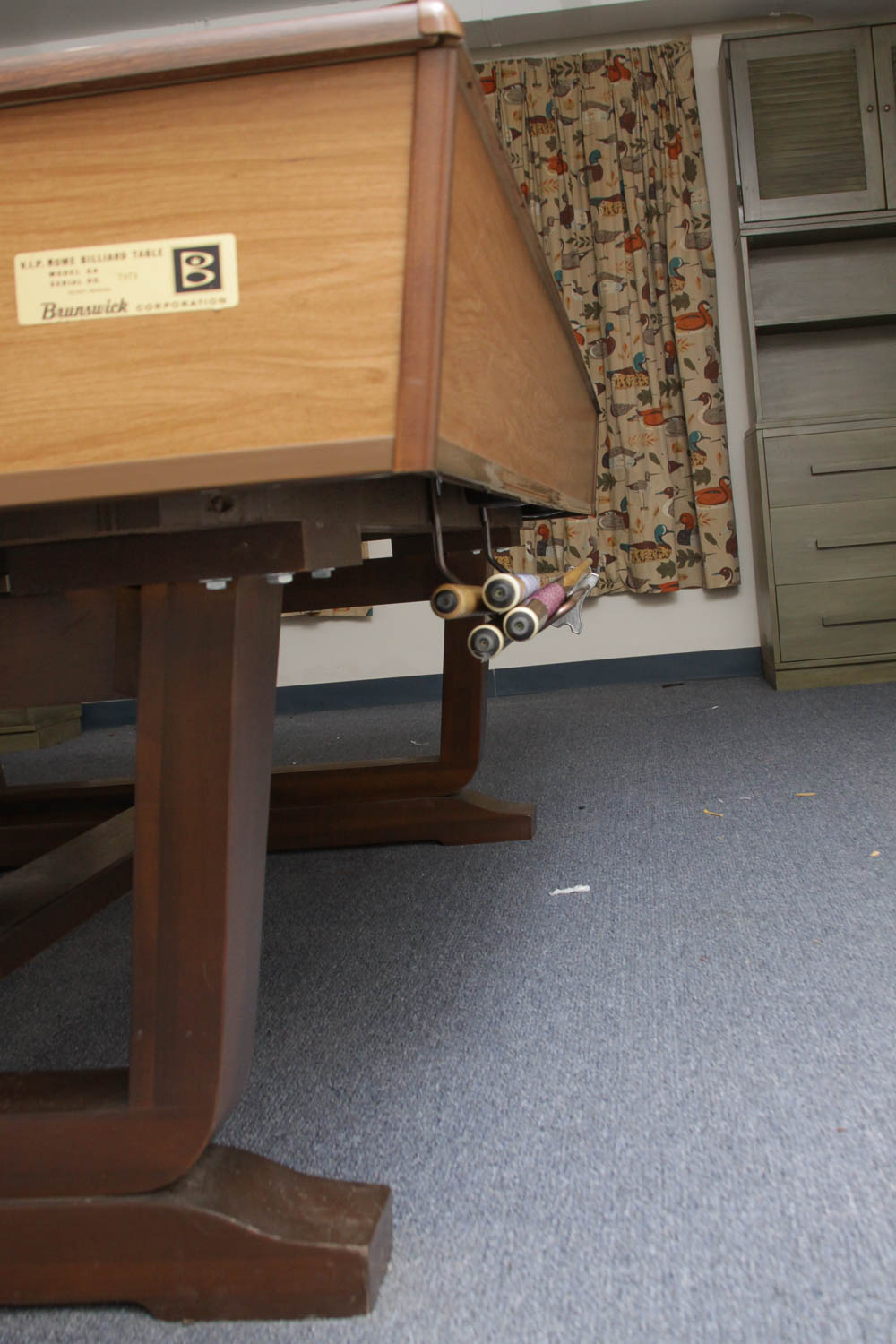 Brunswick VIP Home Billiard Table and Collection of Pool Cues