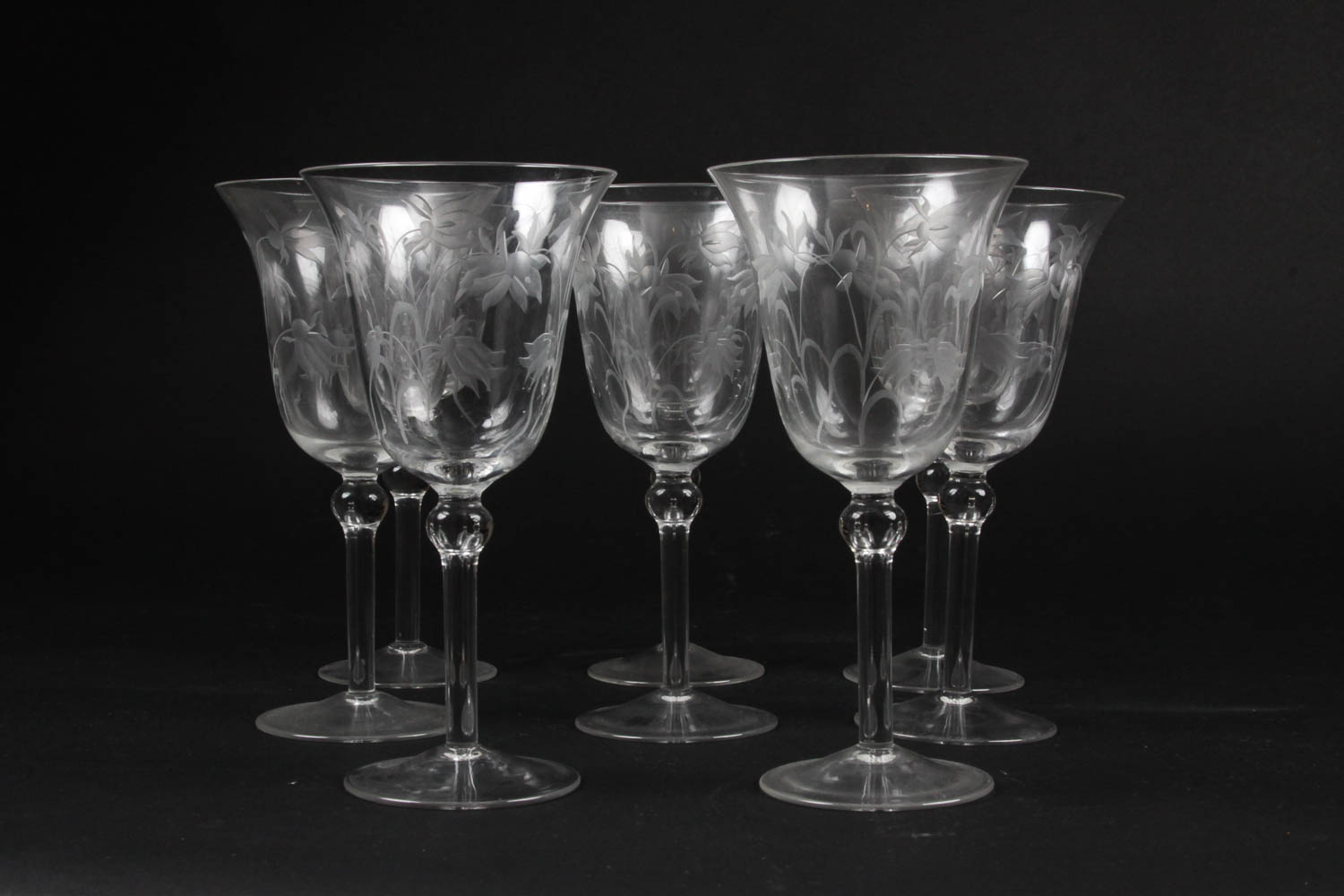 Vintage Etched Wine Glasses