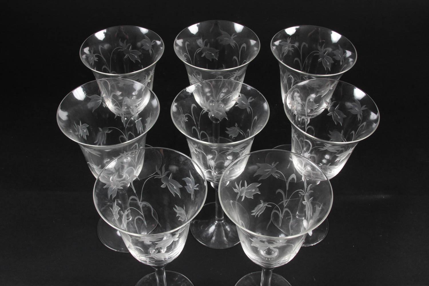 Vintage Etched Wine Glasses