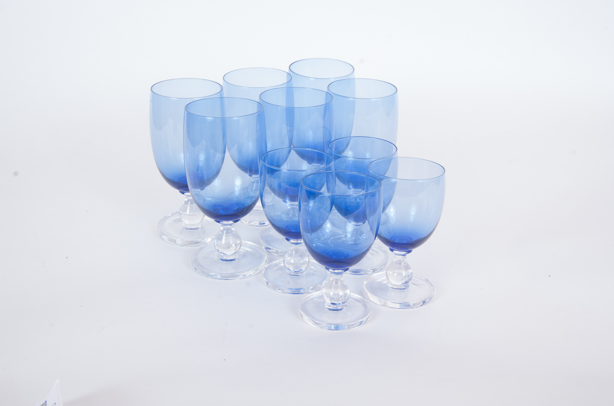 Set of Blue Glass Stemware