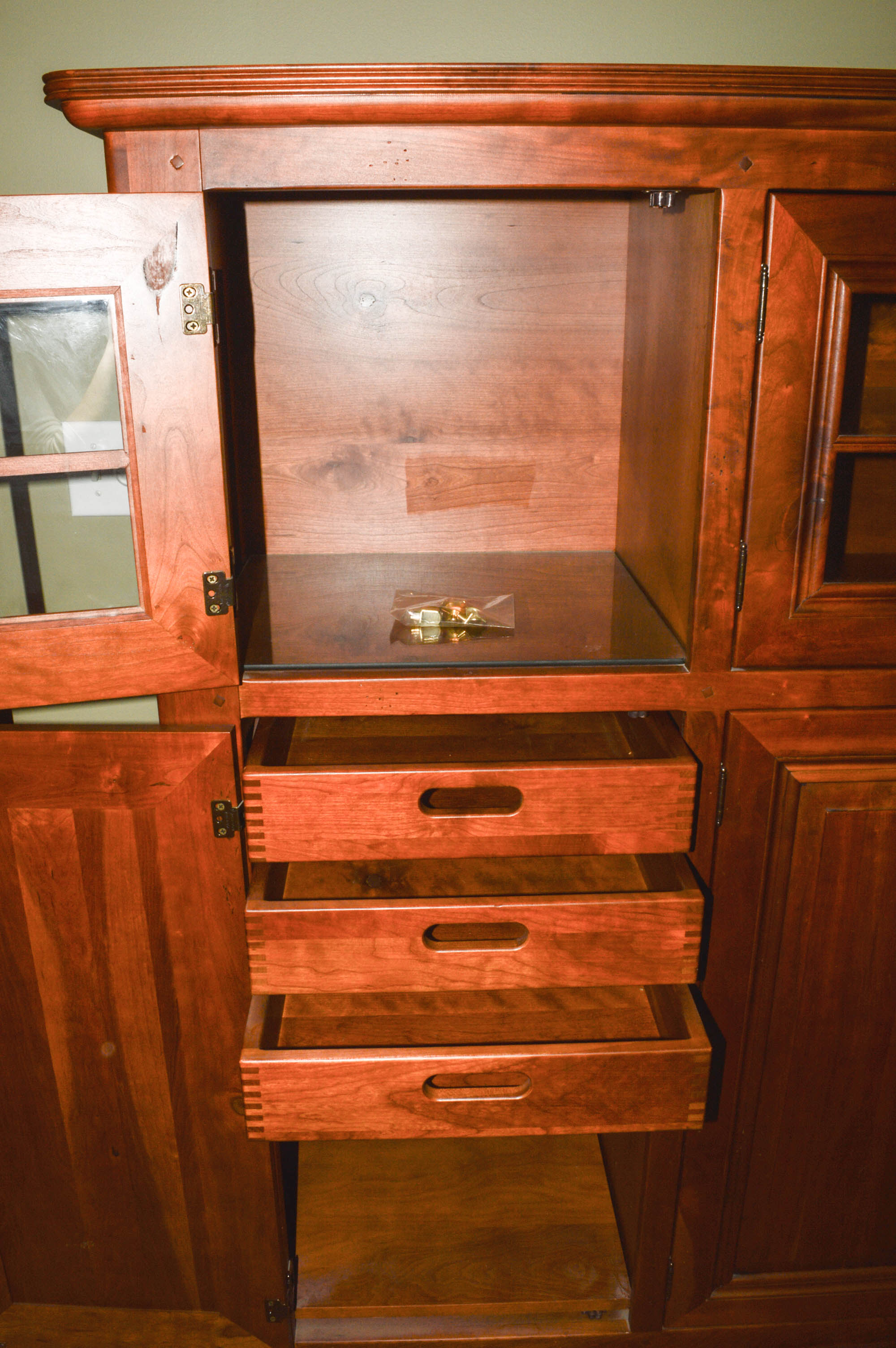 Arhaus Cherry Dining Cabinet With Light