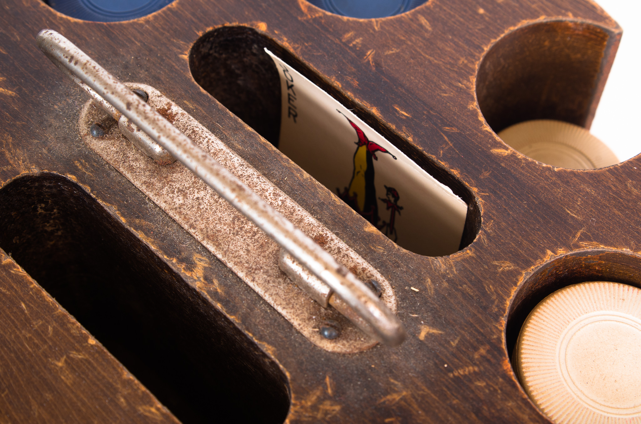 Vintage Wood Poker Caddy with Chips