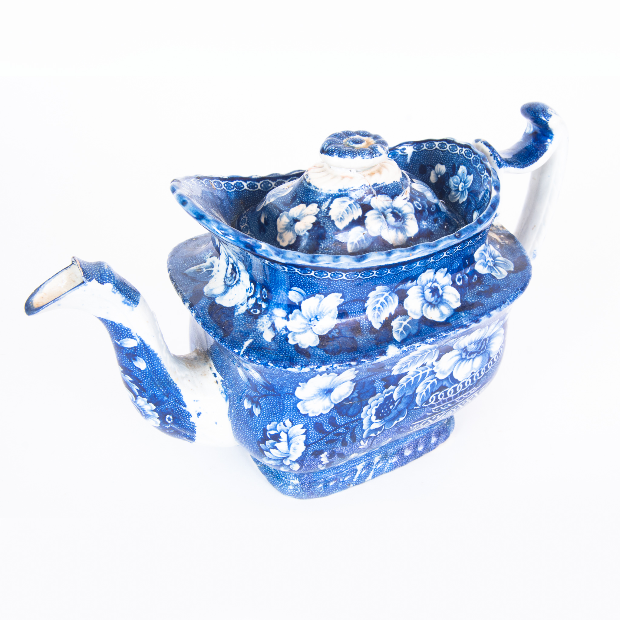 Blue and White Transferware Teapot