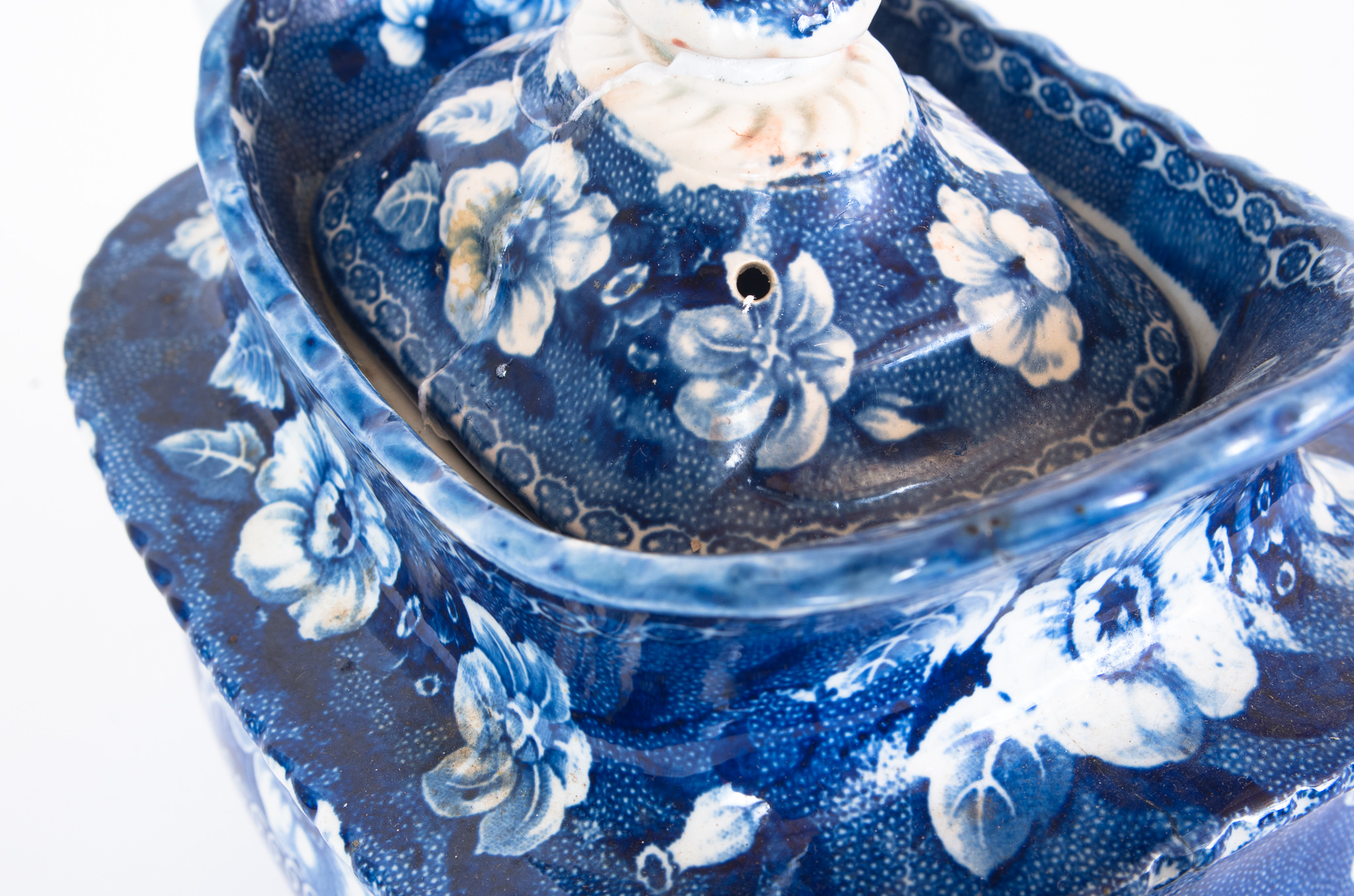 Blue and White Transferware Teapot