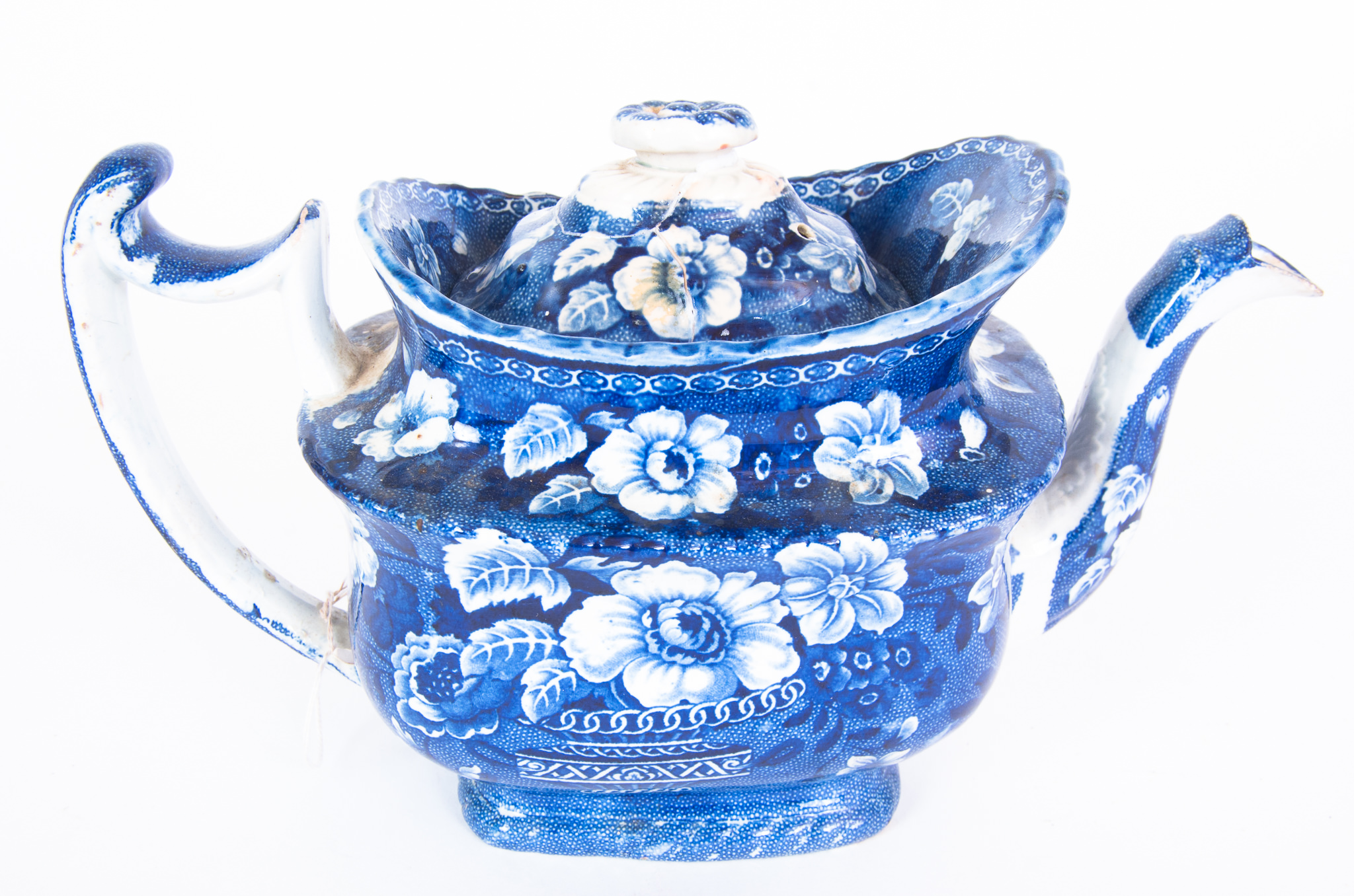 Blue and White Transferware Teapot