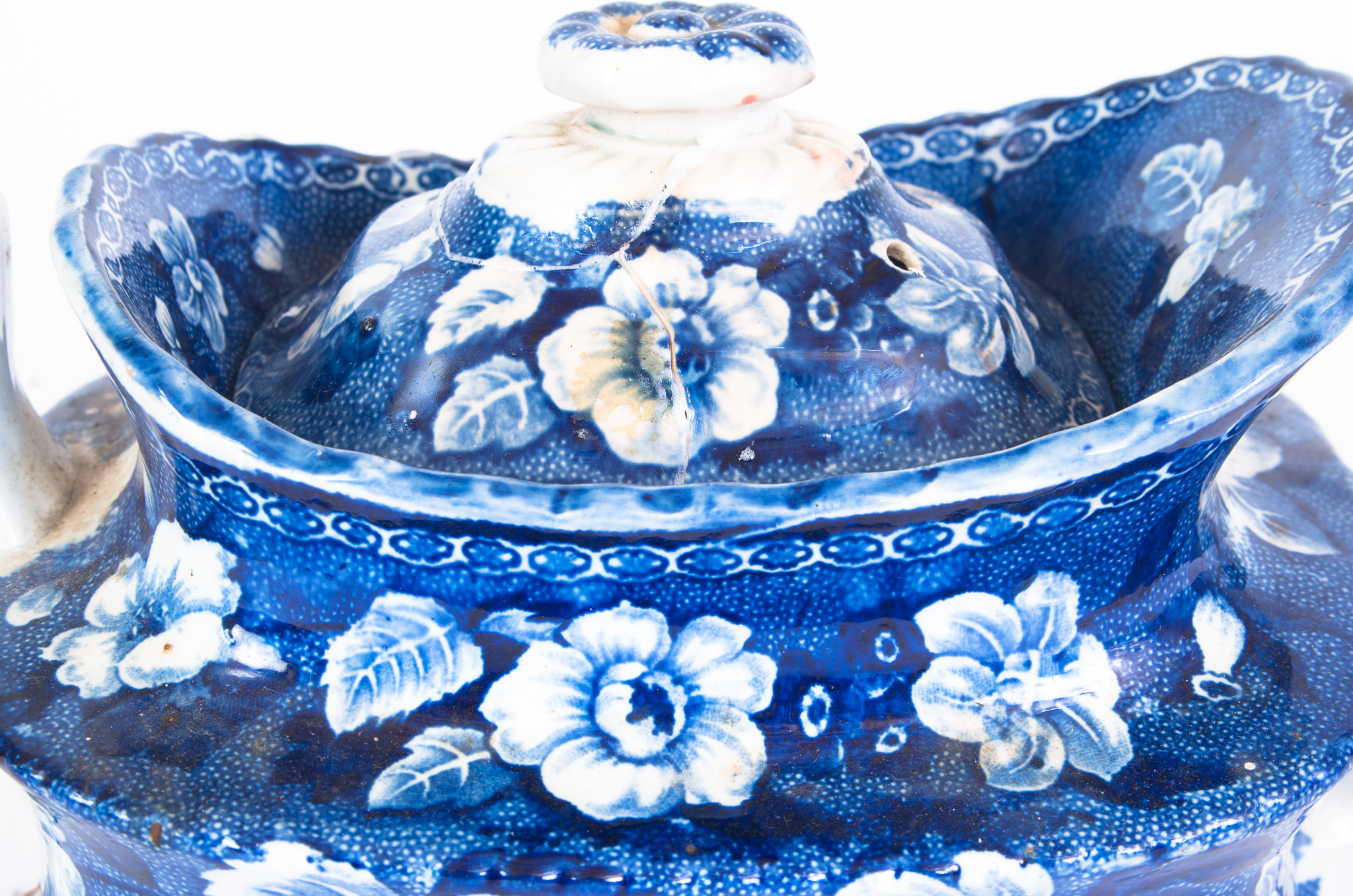 Blue and White Transferware Teapot