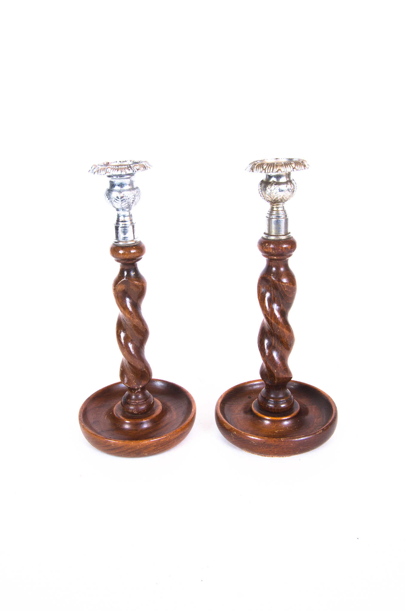 Pair of Turned Twist Candlesticks