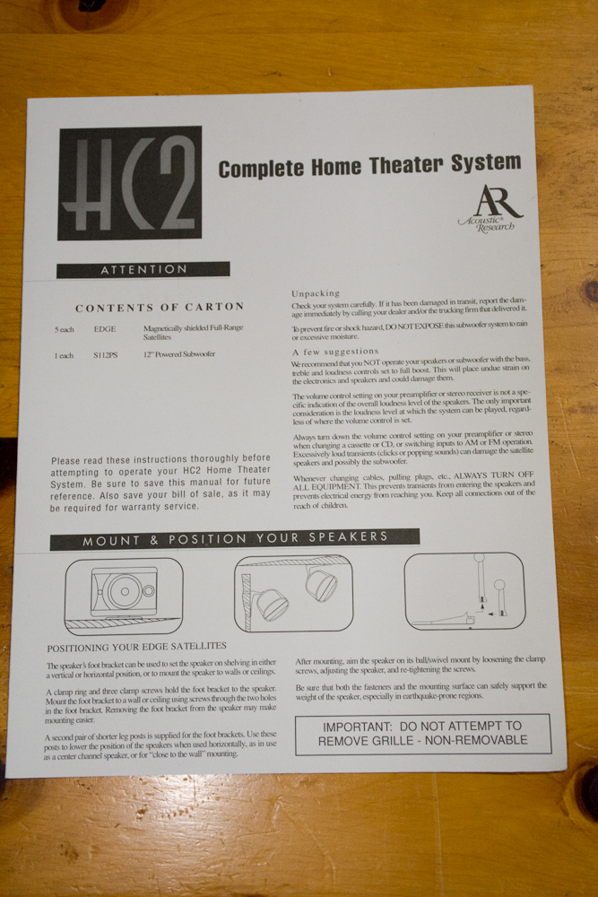 Pioneer Elite Sound System with AR Subwoofer and Speakers
