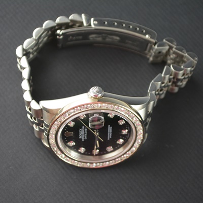Rolex Datejust Stainless Steel 16264 Black Diamond Dial Bezel Jubilee Automatic Men's Watch