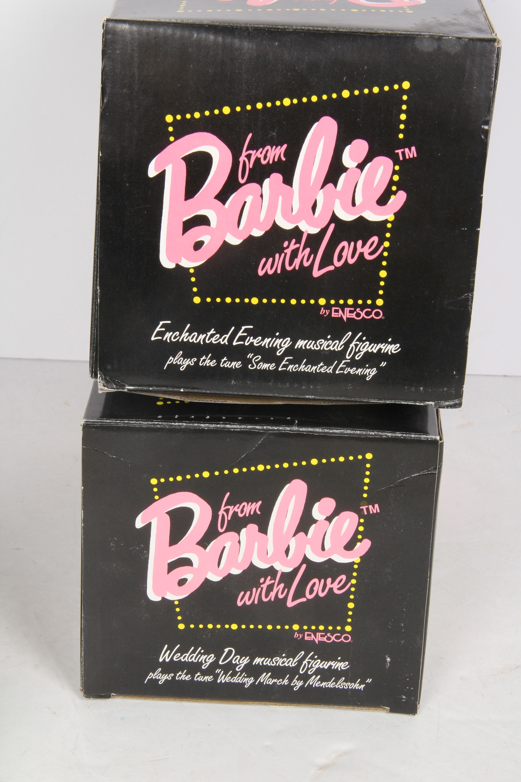 Collection of Barbie Porcelain Music Boxes by Enesco