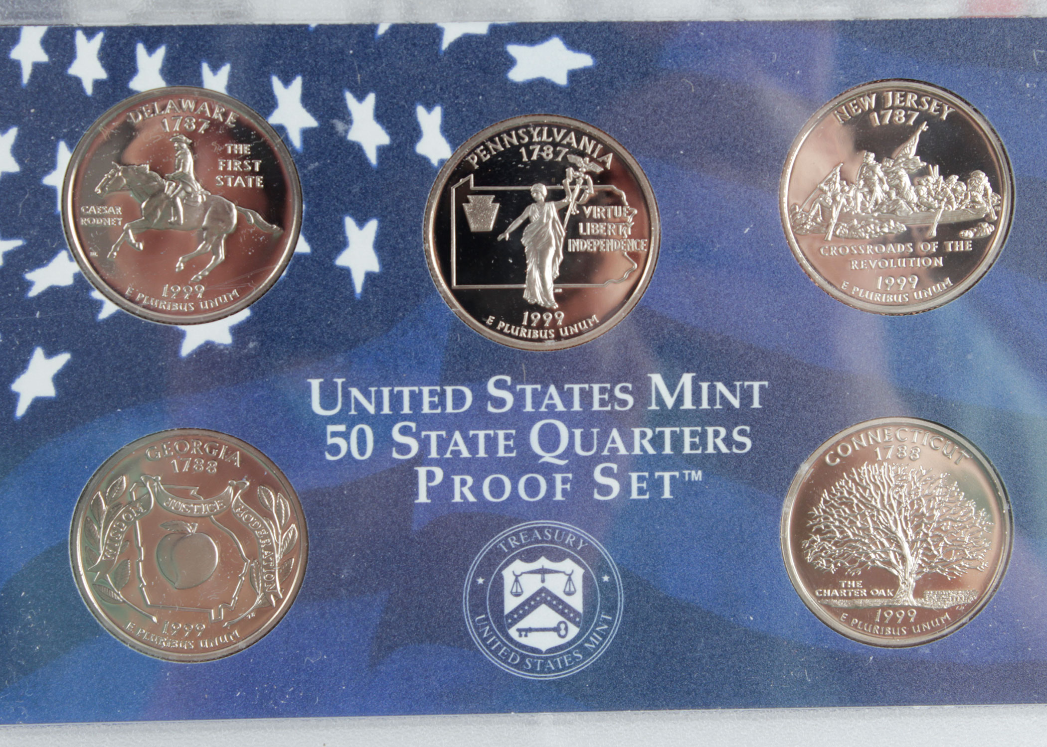 Philidelphia, Denver, and San Francisco Mint State Quarters from 1999-2005