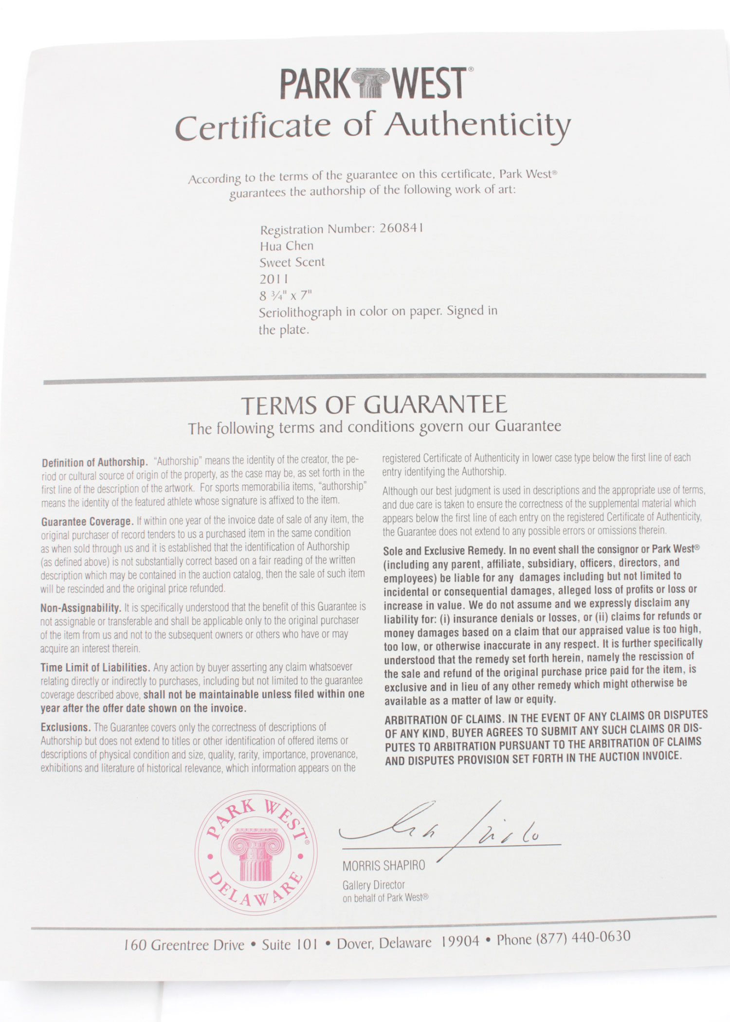 Unframed Hua Chen Seriolithograph Titled "Sweet Scent"