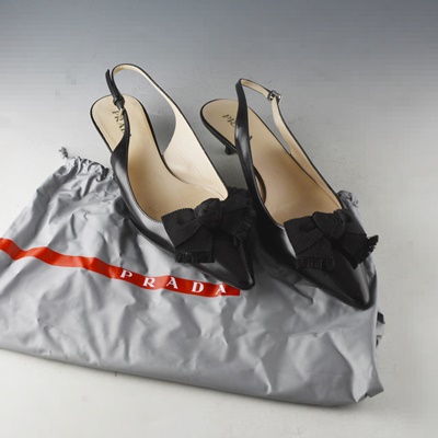 Prada Black Slingback Kitten Heels