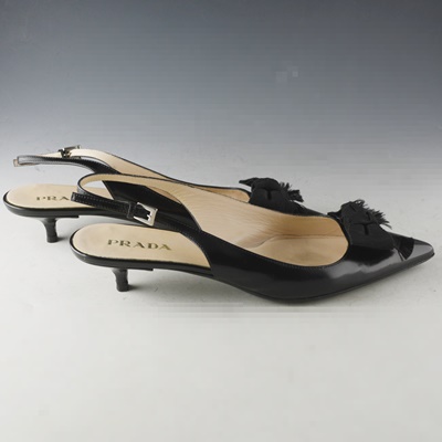 Prada Black Slingback Kitten Heels