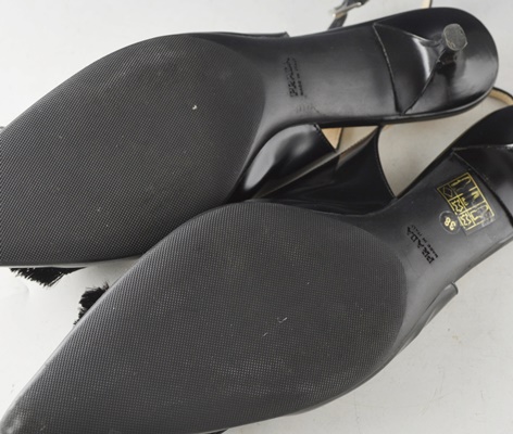 Prada Black Slingback Kitten Heels