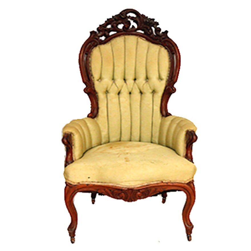 Mid 19th Century Victorian Rococo Revival Parlor Chair