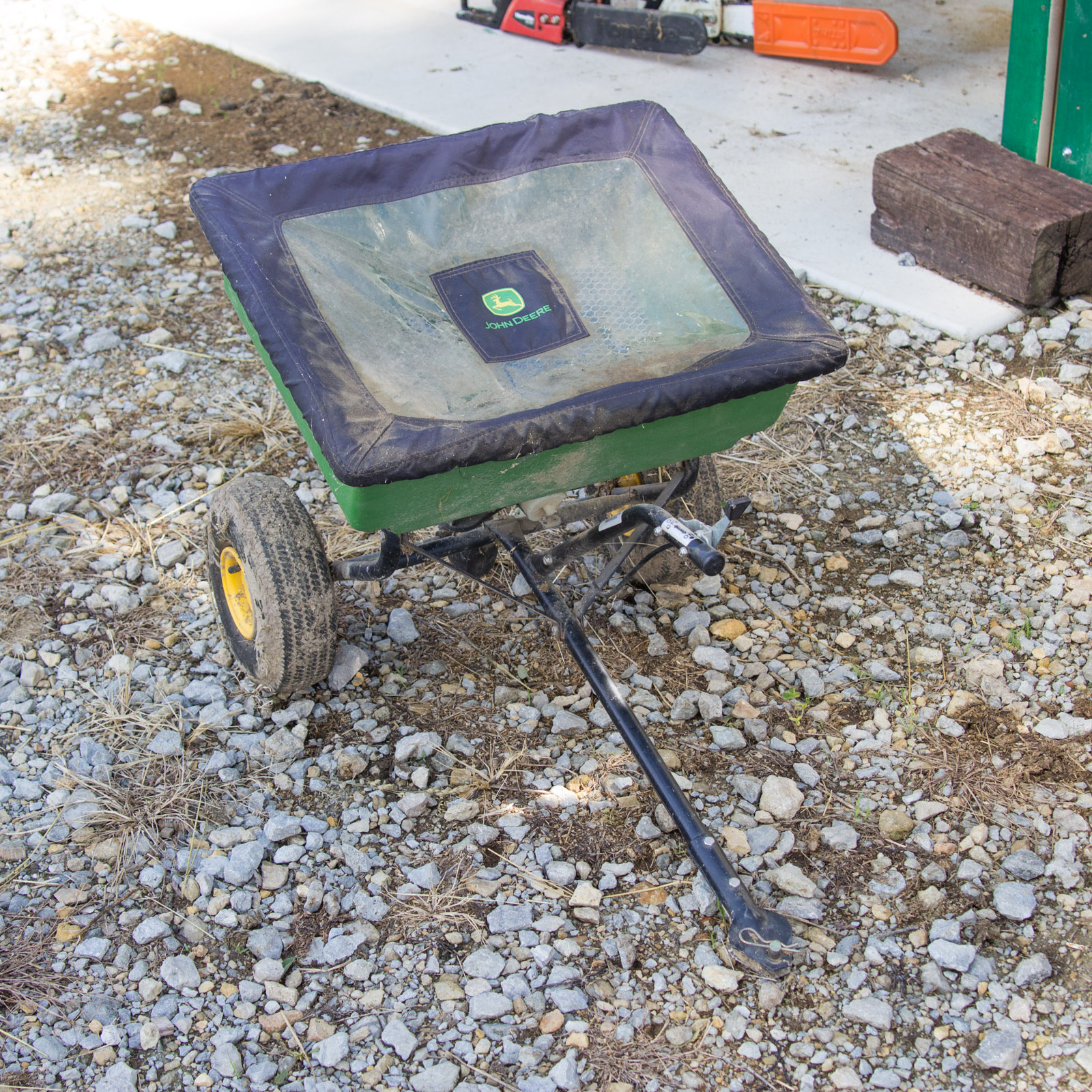 Cub Cadet Tractor Wagon and John Deer Pull-Behind Seed Spreader