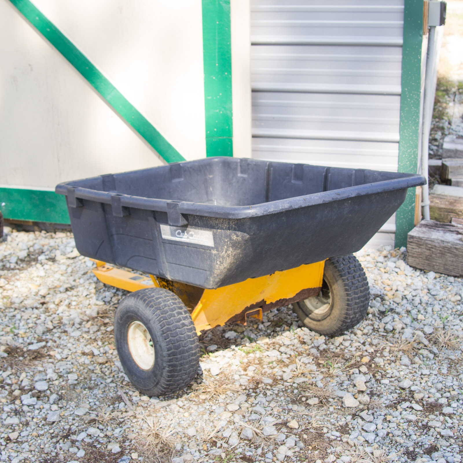 Cub Cadet Tractor Wagon and John Deer Pull-Behind Seed Spreader