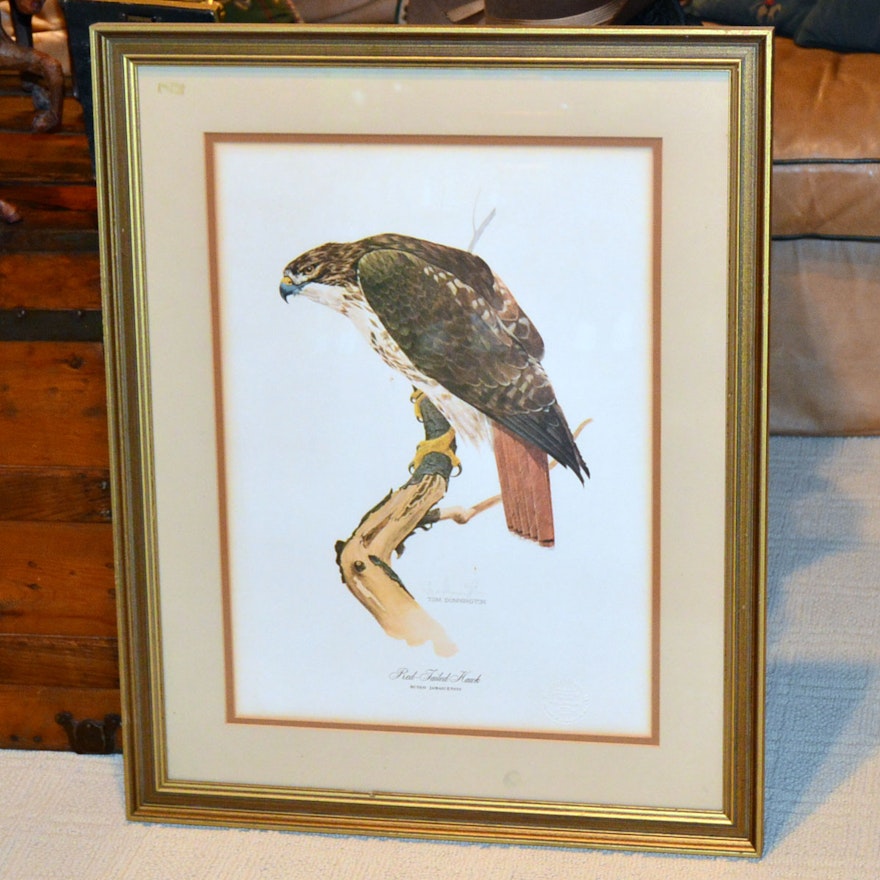 Tom Dunnington Signed Limited Edition Offset Lithograph "Red-Tailed Hawk"