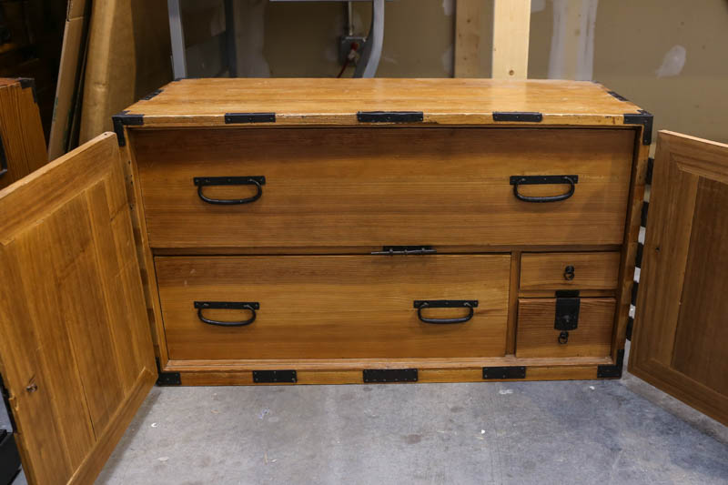 Japanese Rustic Pine Modular Tansu Chest