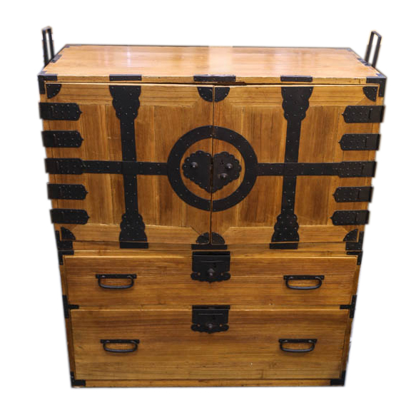 Japanese Rustic Pine Modular Tansu Chest