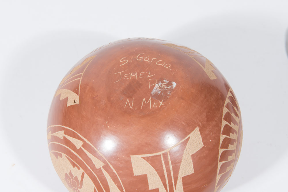 Signed Southwestern Clay Orb on a Stand