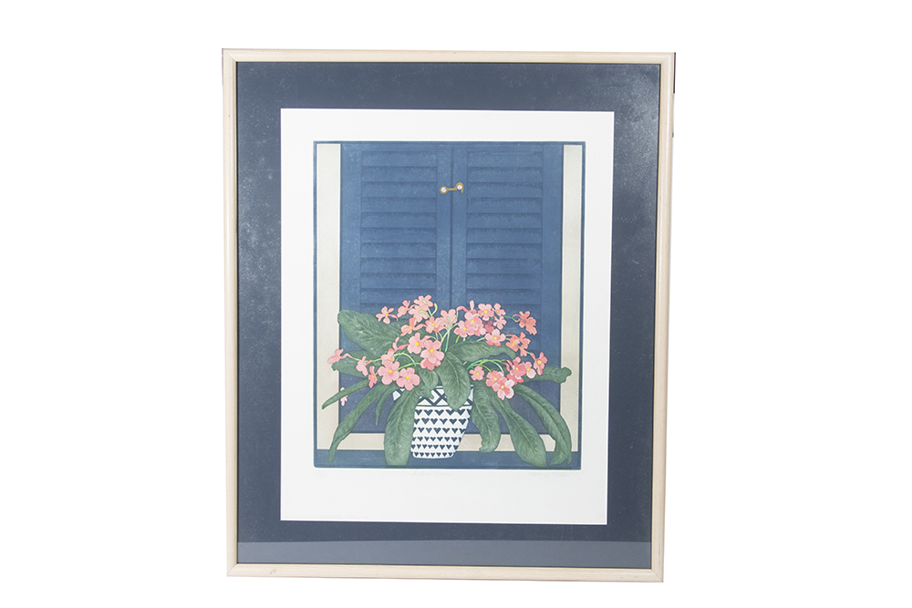 Kathy Mitcham Signed Limited Edition Hand Colored Etching "Shuttered Primrose"