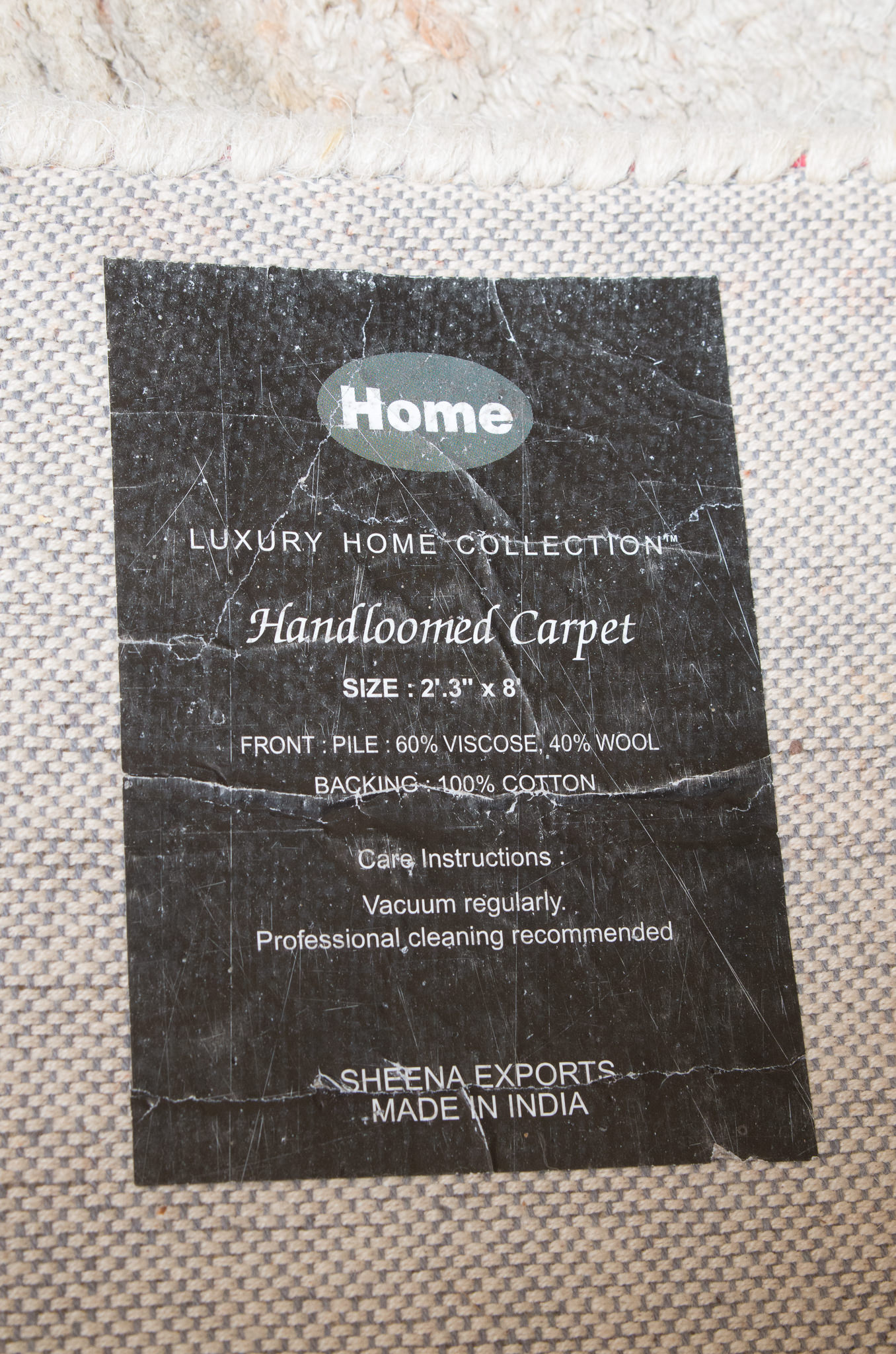 "Home" Handloomed Carpet Runner