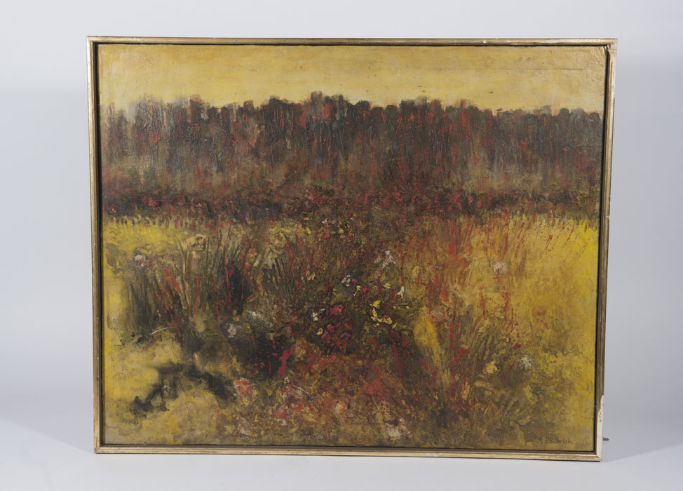 Margaret Philbrick Signed Mixed Media Painting "Field in Fall"