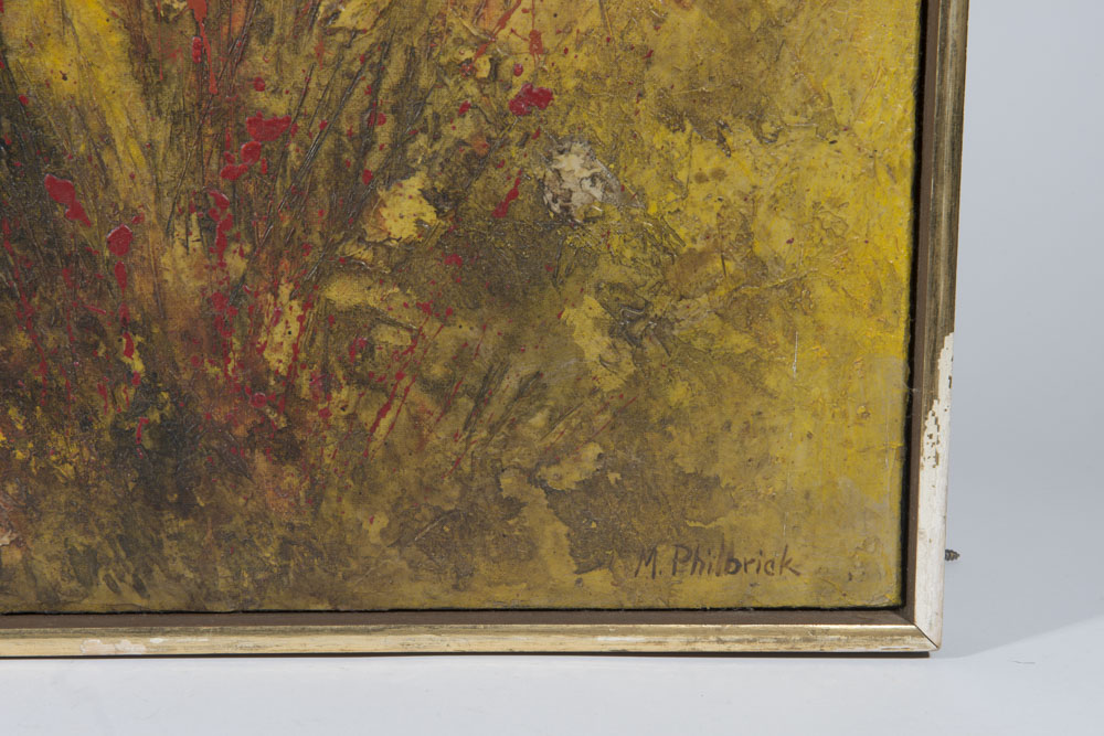 Margaret Philbrick Signed Mixed Media Painting "Field in Fall"