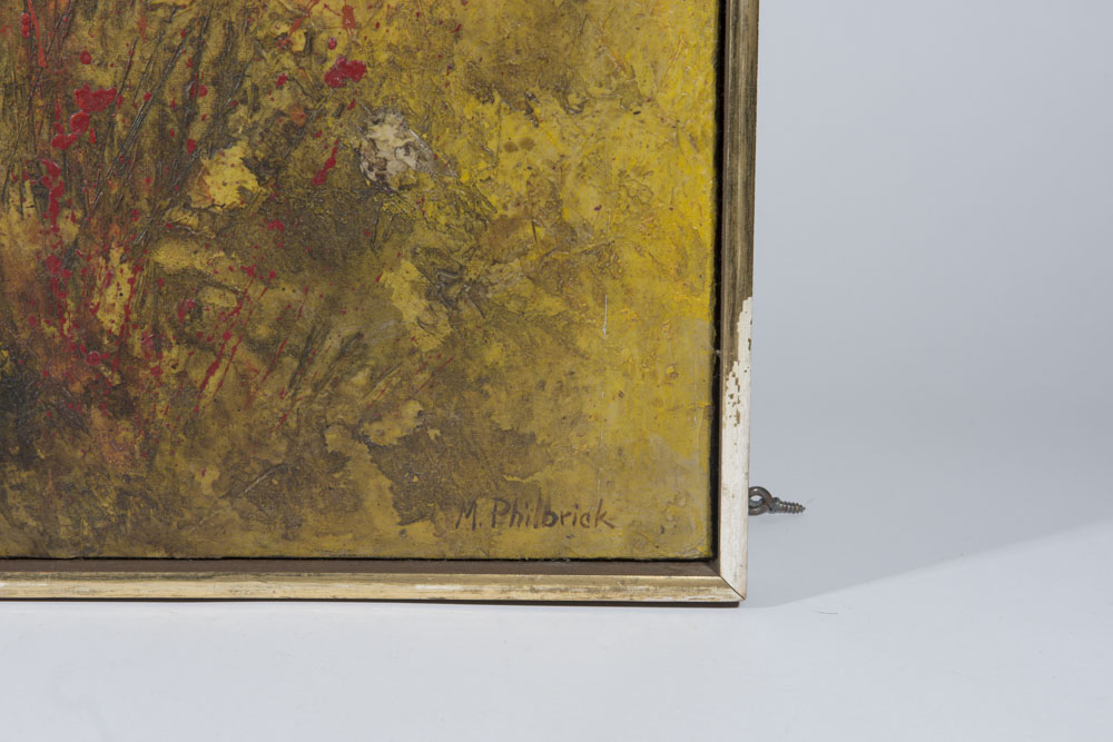 Margaret Philbrick Signed Mixed Media Painting "Field in Fall"