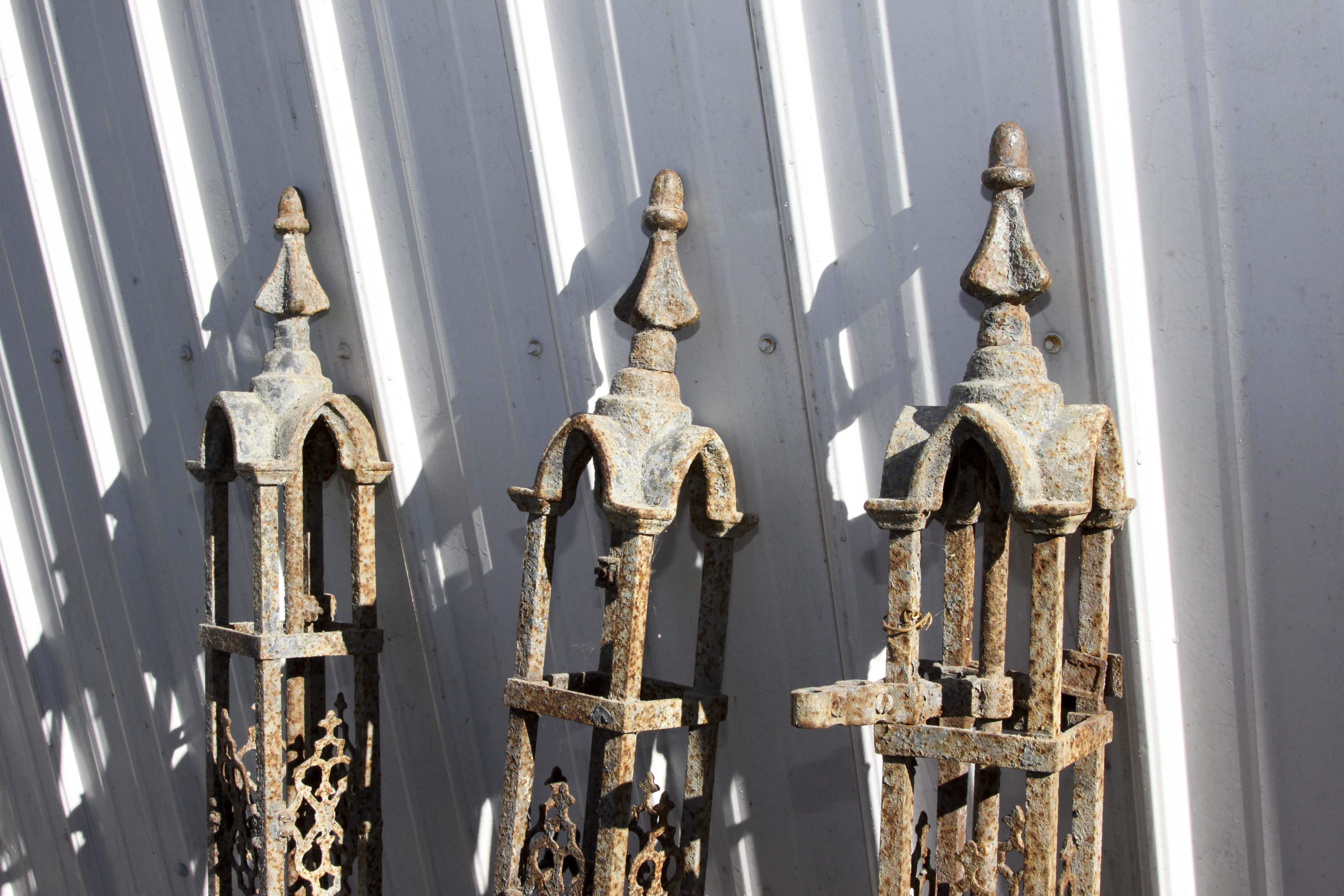 Antique Victorian Gothic Style Iron Fence Posts