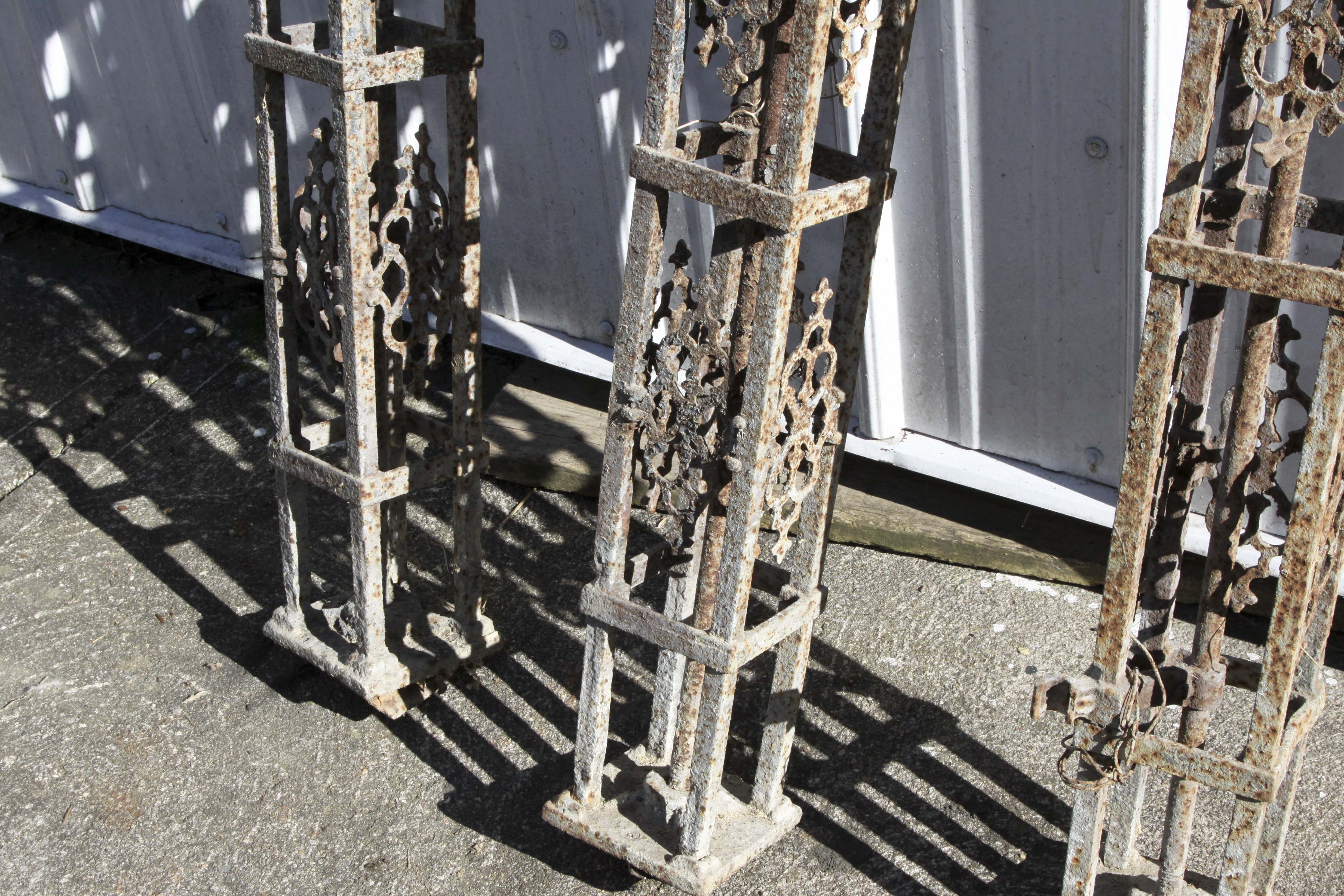 Antique Victorian Gothic Style Iron Fence Posts