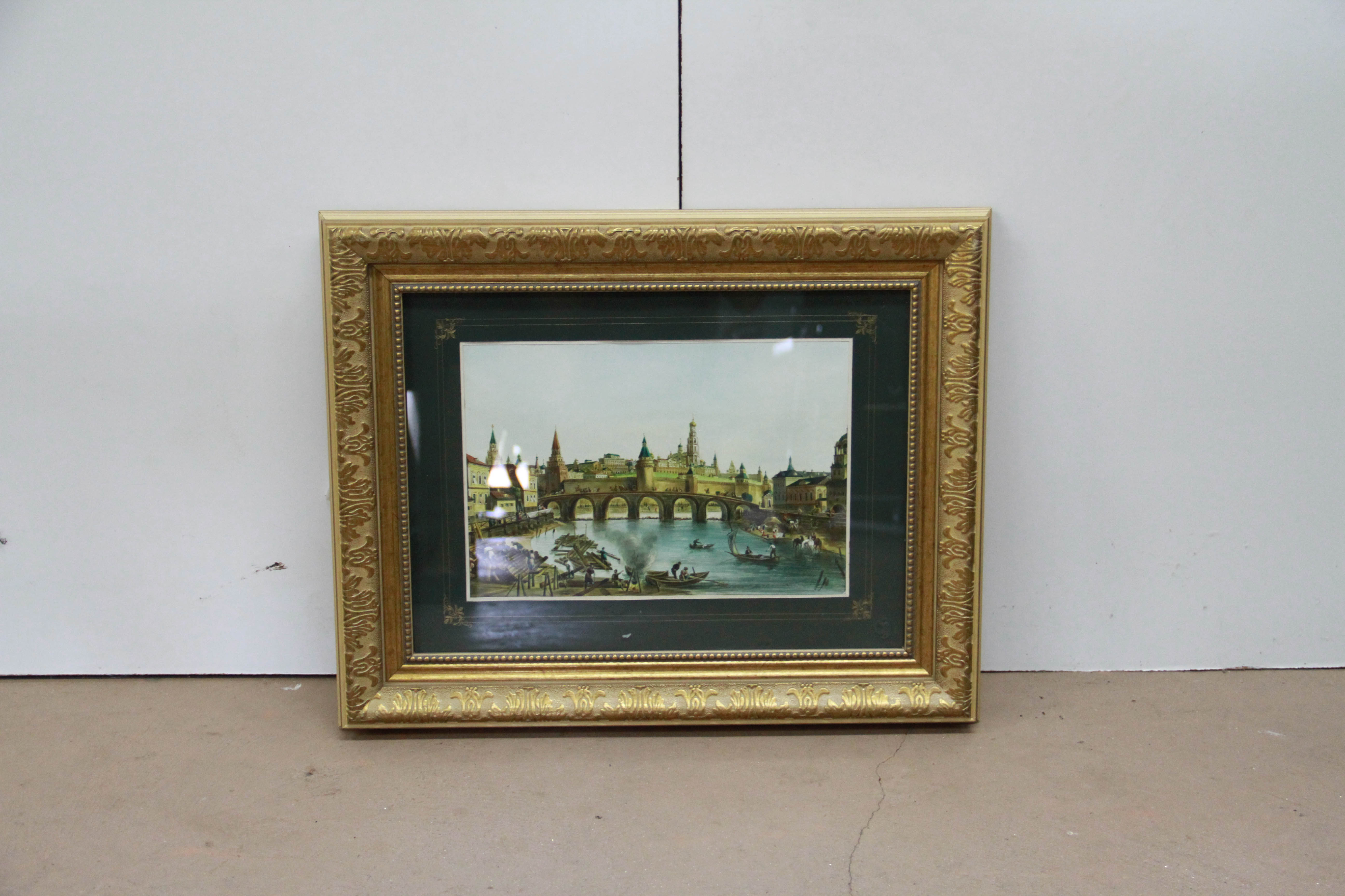 Framed Copies of "View of the Kremlin" by Fyodor Alekseyev and "View of Old Red Square" by Delabart