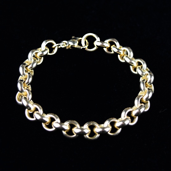 18K yellow Gold Italain Rolo Link Bracelet with Extention