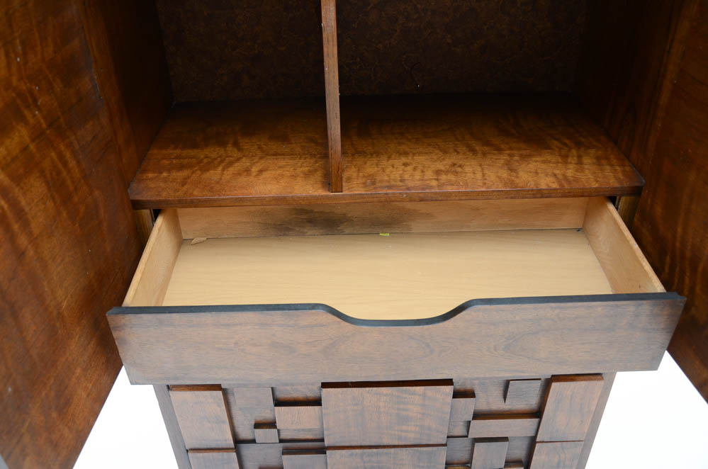 Lane Brutalist Style High Chest in Walnut Finish