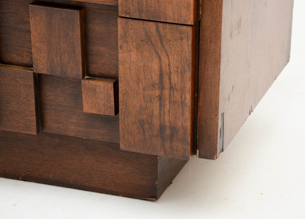 Lane Brutalist Style High Chest in Walnut Finish