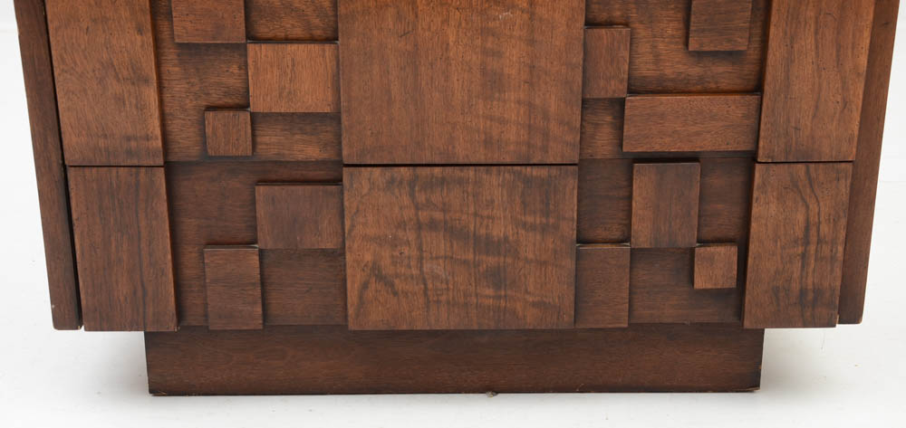 Lane Brutalist Style High Chest in Walnut Finish