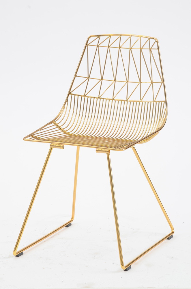 Pair of Bend "Lucy" Gold Tone Wire Chairs