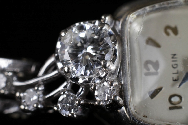 14K White Gold and Diamond Ladies Elgin Watch