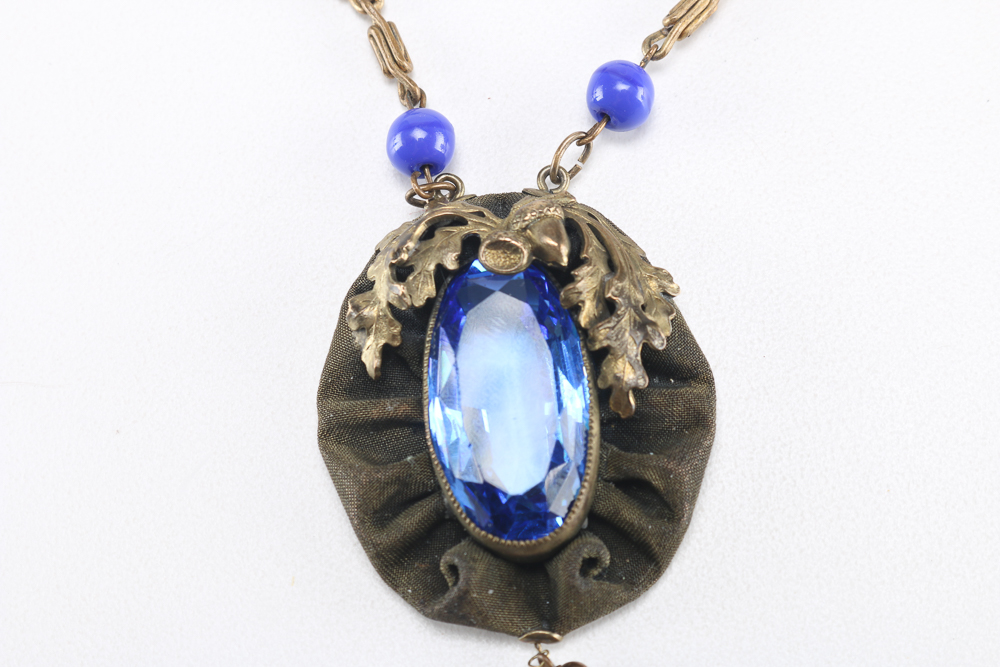 Dovercraft Blue Stone and Gold Tone Vintage Necklace and Earrings.