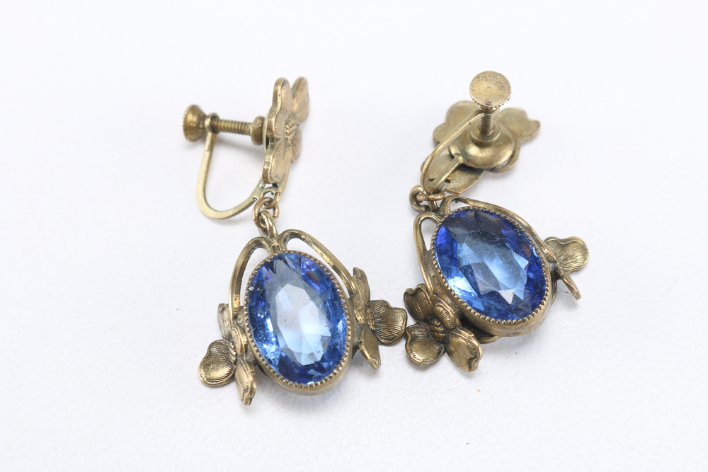 Dovercraft Blue Stone and Gold Tone Vintage Necklace and Earrings.