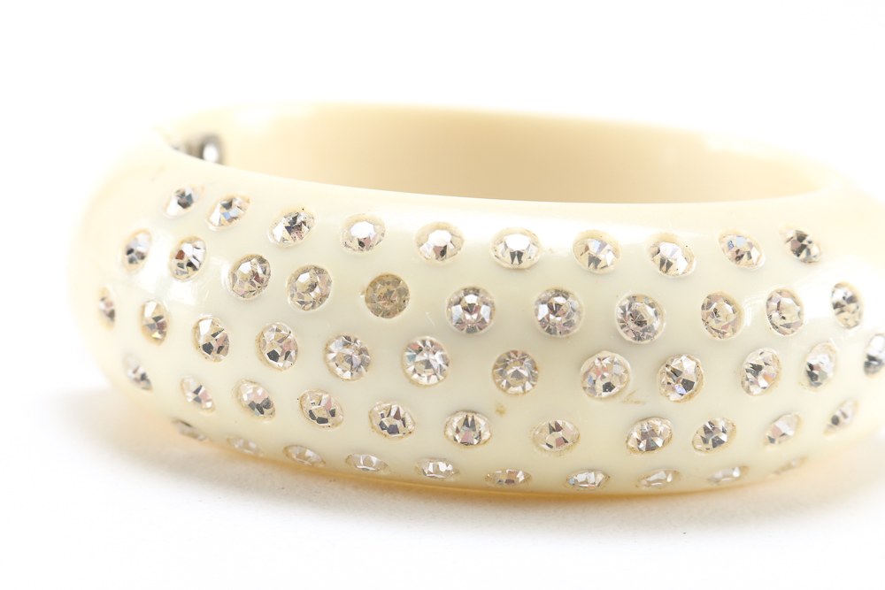Vintage Lucite Rhinestone Bangle