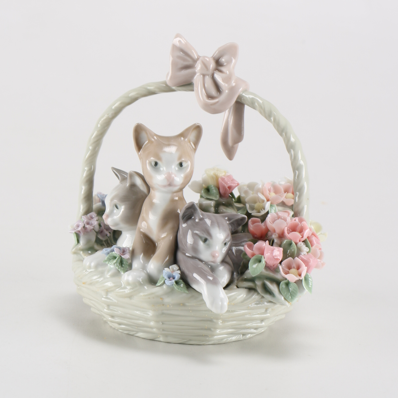 1984 Lladró "Purr Fect" Cats in a Basket Figurine