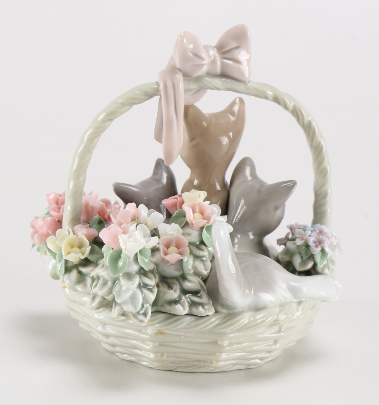 1984 Lladró "Purr Fect" Cats in a Basket Figurine