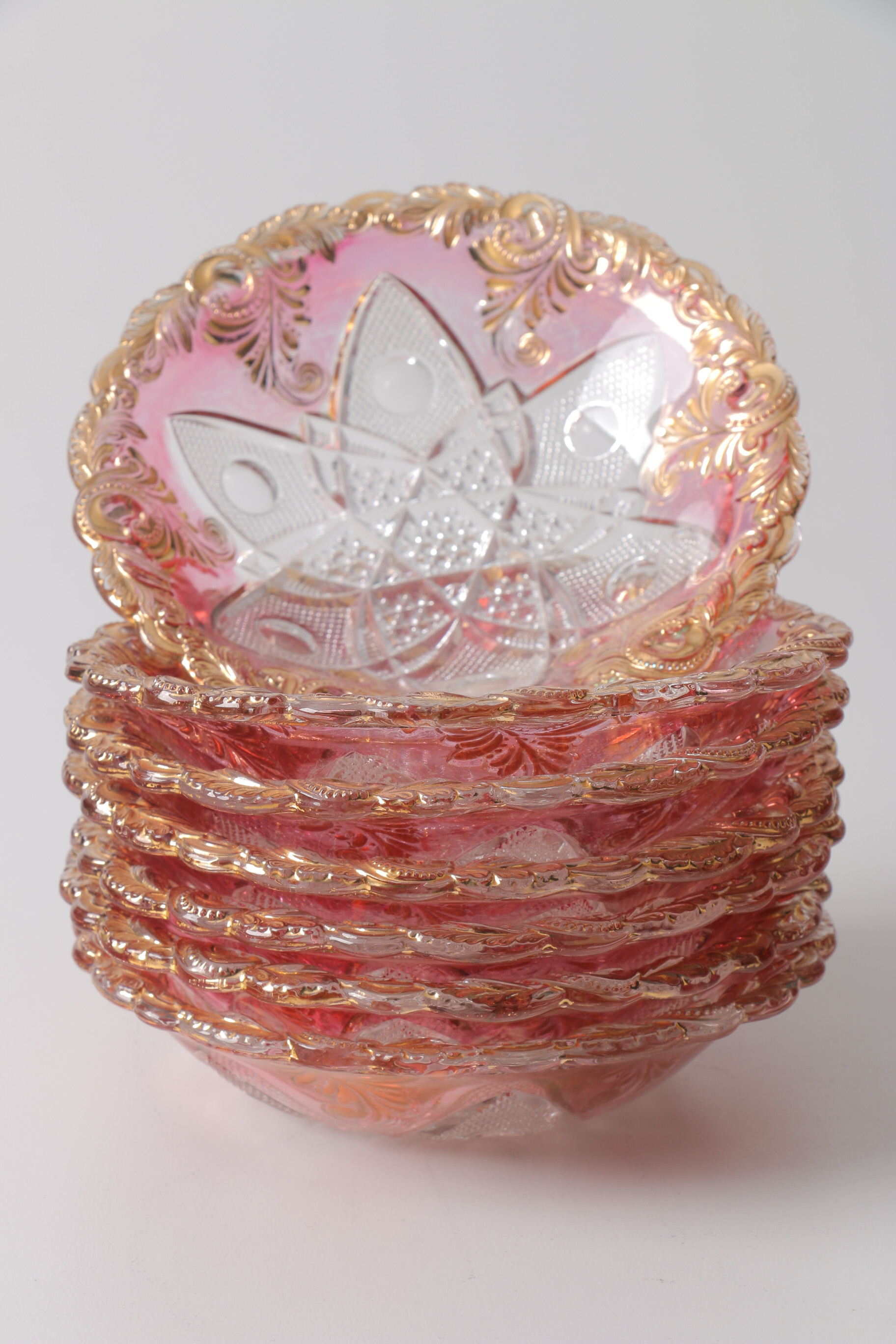 Vintage Orange, Rose and Gold Toned Decorative Dishes