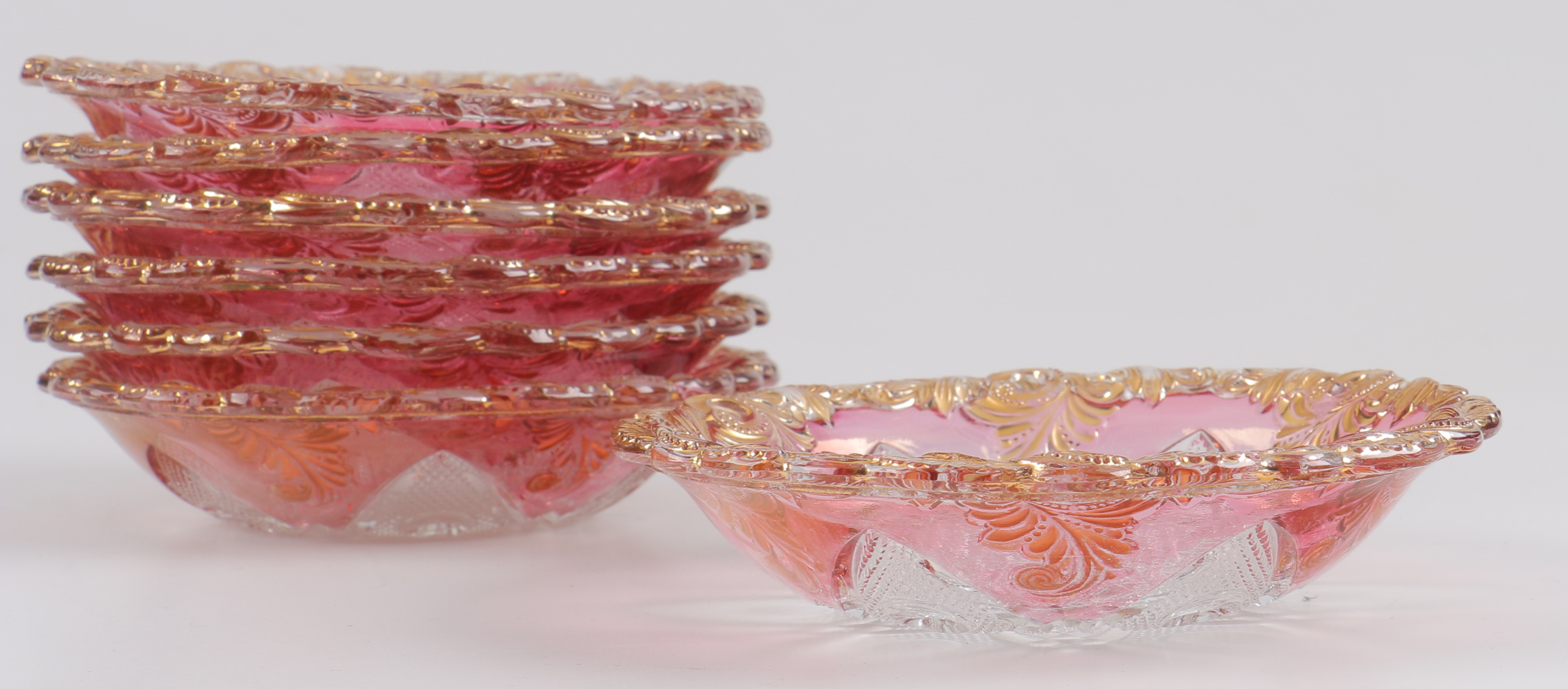 Vintage Orange, Rose and Gold Toned Decorative Dishes