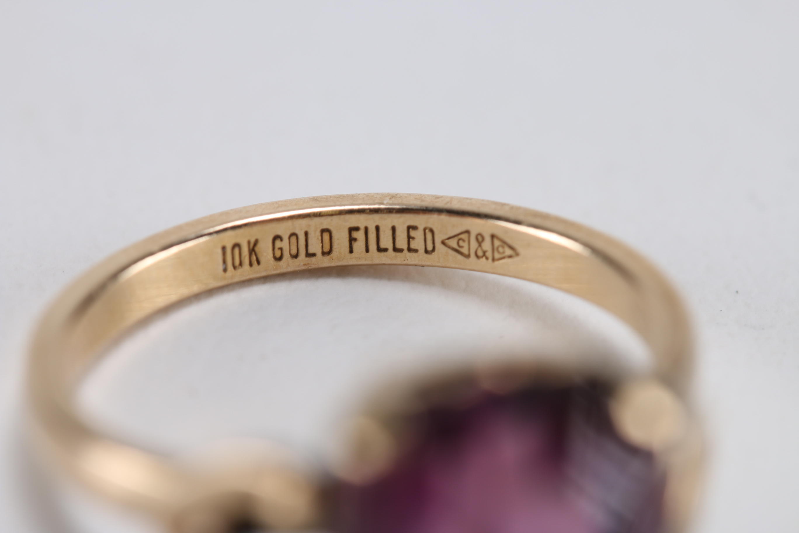 Vintage Clark & Combs Gold Filled Ring with Purple Stone