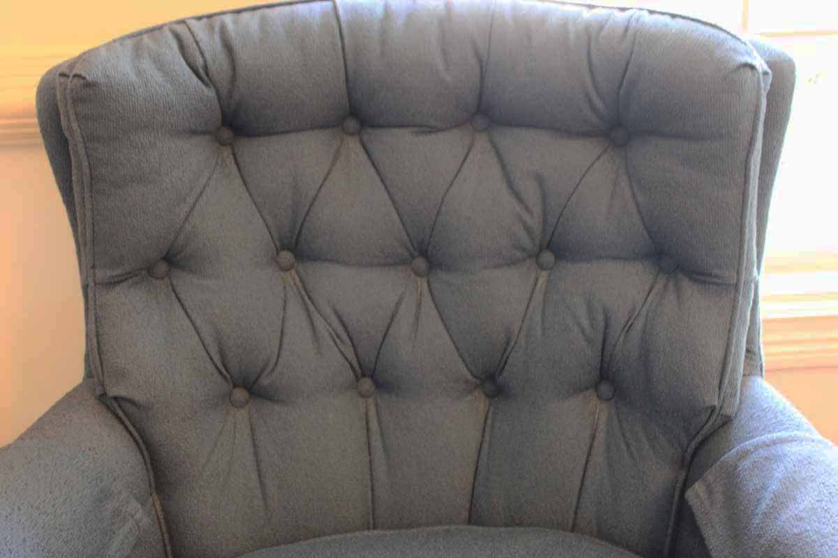 Hickory Springs Blue Button Tufted Swivel Rocker