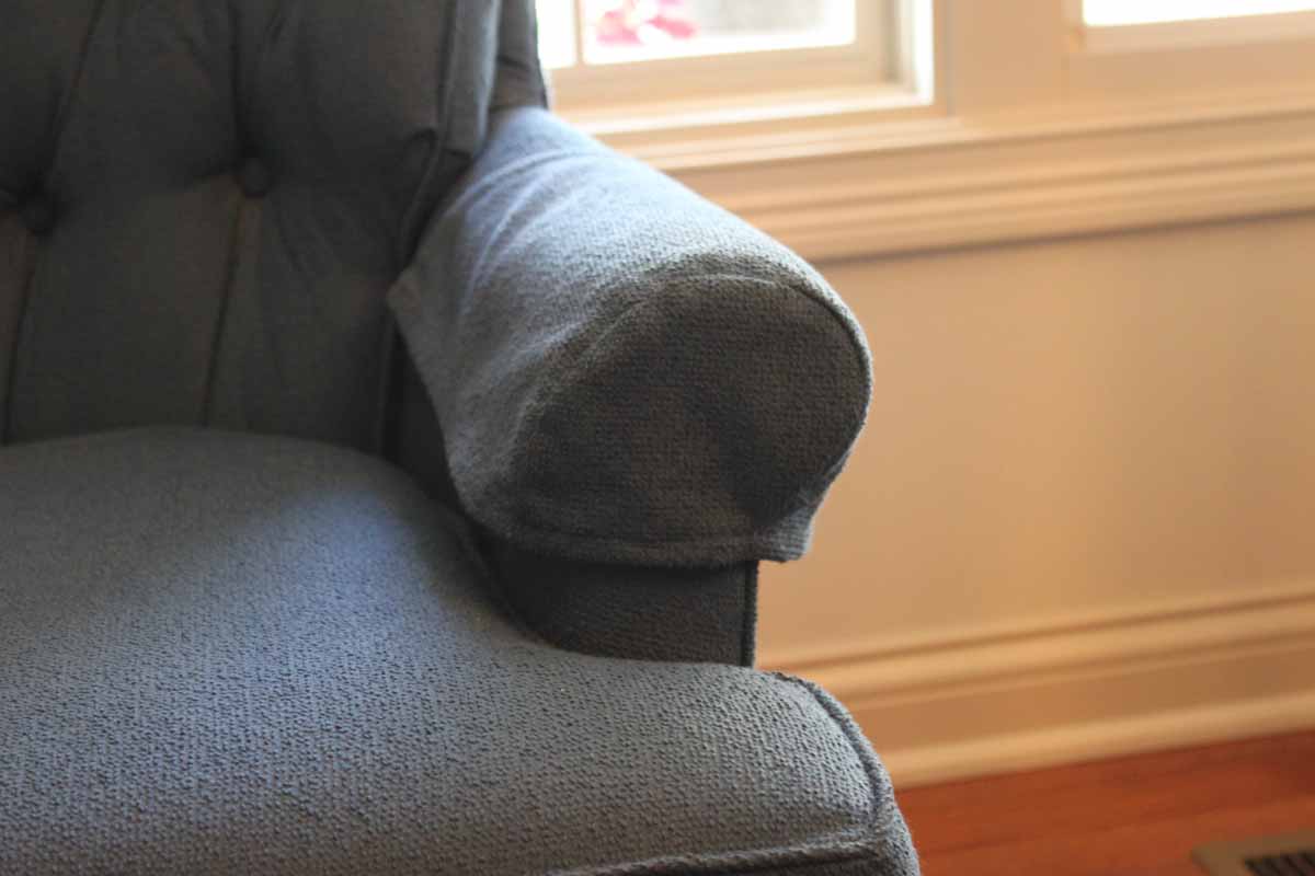 Hickory Springs Blue Button Tufted Swivel Rocker